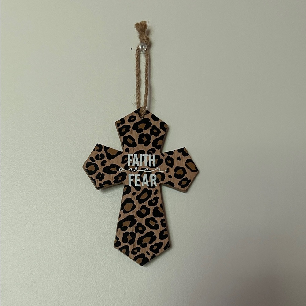 Leopard Print Cross Wall Hanging